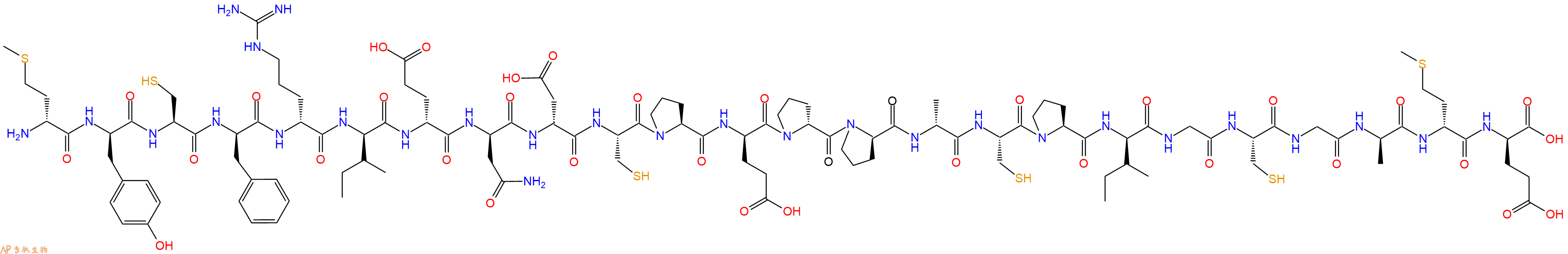 专肽生物产品H2N-DMet-DTyr-Cys-DPhe-DArg-DIle-DGlu-DAsn-DAsp-Cys-Pro-DGlu-DPro-DPro-DAla-Cys-Pro-DIle-Gly-Cys-Gly-DAla-DMet-DGlu-OH