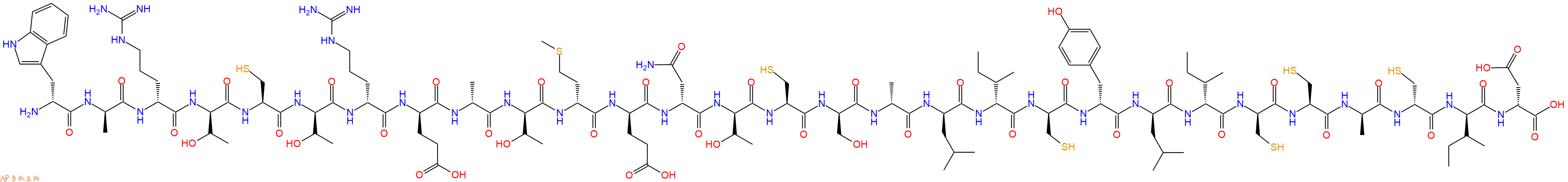 专肽生物产品H2N-DTrp-DAla-DArg-DThr-Cys-DThr-DArg-DGlu-DAla-DThr-DMet-DGlu-DAsn-DThr-Cys-DSer-DAla-DLeu-DIle-DCys-DTyr-DLeu-DIle-DCys-Cys-DAla-DCys-DIle-DAsp-OH