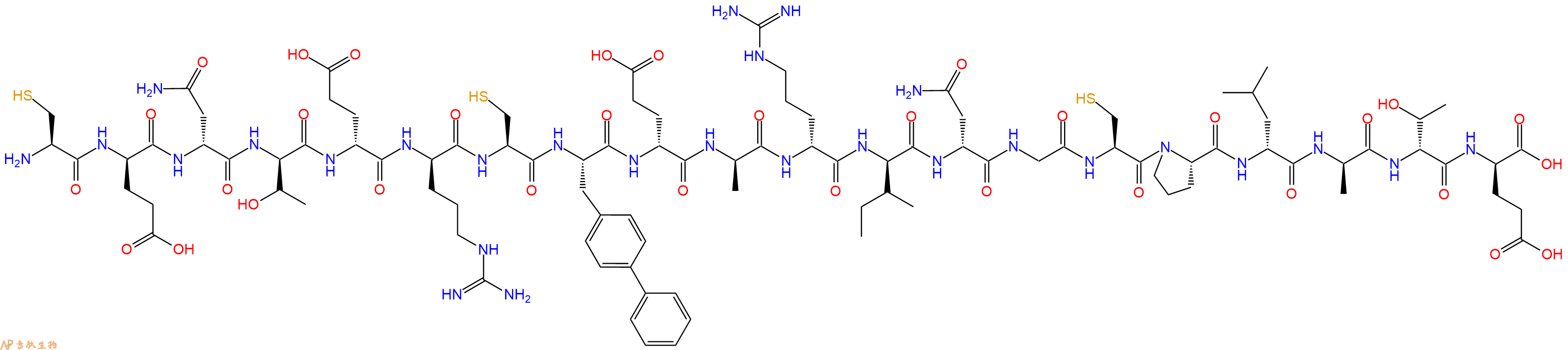 专肽生物产品H2N-Cys-DGlu-DAsn-DThr-DGlu-DArg-Cys-Bip-DGlu-DAla-DArg-DIle-DAsn-Gly-Cys-Pro-DLeu-DAla-DThr-DGlu-OH