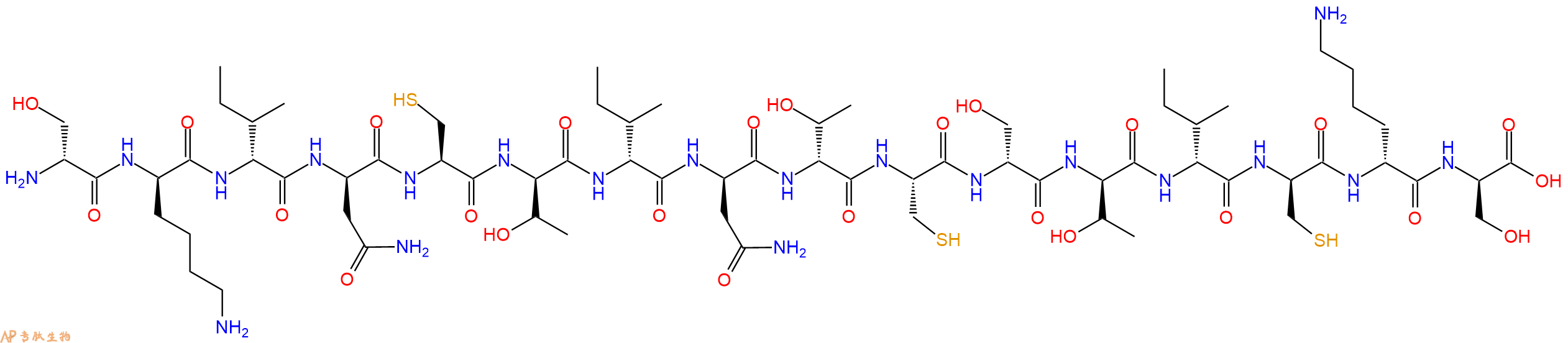 专肽生物产品H2N-DSer-DLys-DIle-DAsn-Cys-DThr-DIle-DAsn-DThr-Cys-DSer-DThr-DIle-DCys-DLys-DSer-OH