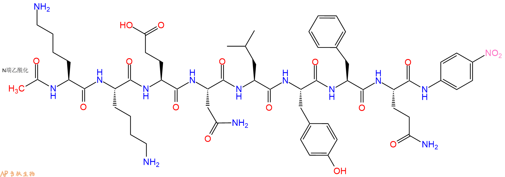 专肽生物产品Ac-Lys-Lys-Glu-Asn-Leu-Tyr-Phe-Gln-pNA