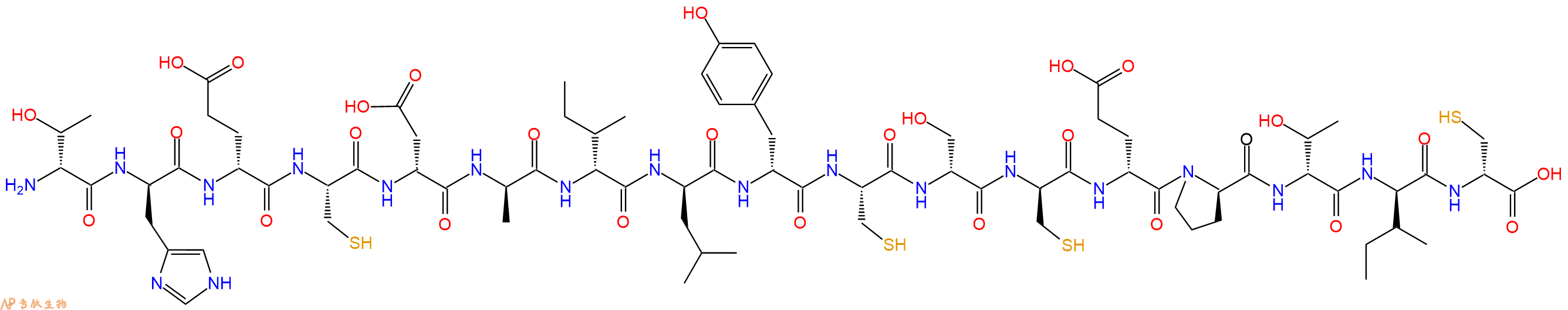 专肽生物产品H2N-DThr-DHis-DGlu-Cys-DAsp-DAla-DIle-DLeu-DTyr-Cys-DSer-DCys-DGlu-DPro-DThr-DIle-DCys-OH