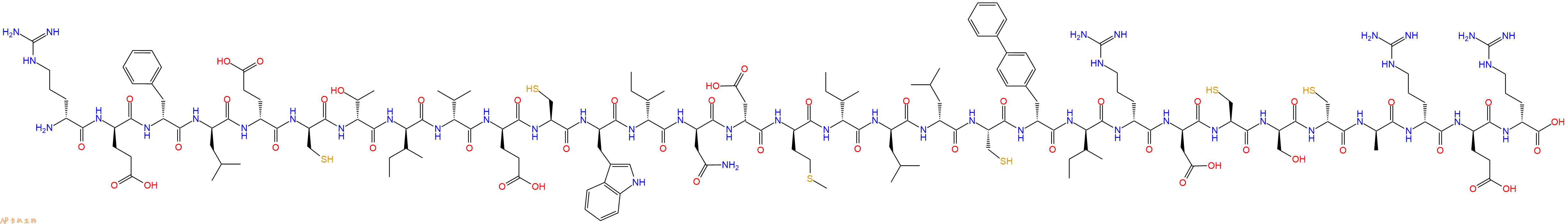 专肽生物产品H2N-DArg-DGlu-DPhe-DLeu-DGlu-DCys-DThr-DIle-DVal-DGlu-Cys-DTrp-DIle-DAsn-DAsp-DMet-DIle-DLeu-DLeu-Cys-DBip-DIle-DArg-DAsp-Cys-DSer-DCys-DAla-DArg-DGlu-DArg-OH