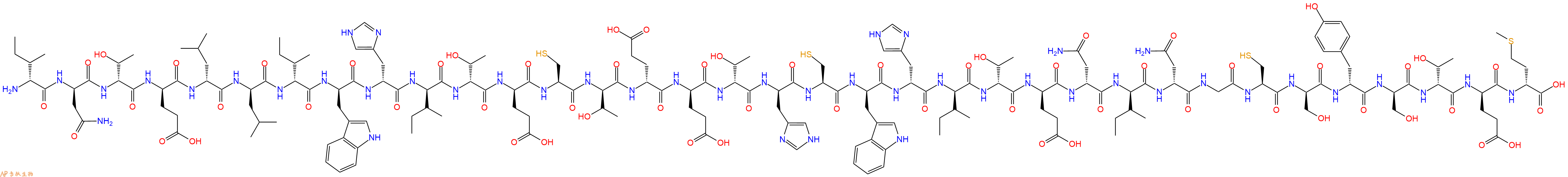 专肽生物产品H2N-DIle-DAsn-DThr-DGlu-DLeu-DLeu-DIle-DTrp-DHis-DIle-DThr-DGlu-Cys-DThr-DGlu-DGlu-DThr-DHis-Cys-DTrp-DHis-DIle-DThr-DGlu-DAsn-DIle-DAsn-Gly-Cys-DSer-DTyr-DSer-DThr-DGlu-DMet-OH