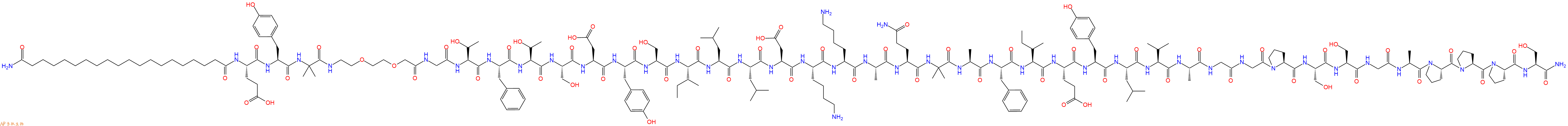 专肽生物产品H2N-C20-Glu-Tyr-Aib-AEEA-Gly-Thr-Phe-Thr-Ser-Asp-Tyr-Ser-Ile-Leu-Leu-Asp-Lys-Lys-Ala-Gln-Aib-Ala-Phe-Ile-Glu-Tyr-Leu-Val-Ala-Gly-Gly-Pro-Ser-Ser-Gly-Ala-Pro-Pro-Pro-Ser-CONH2