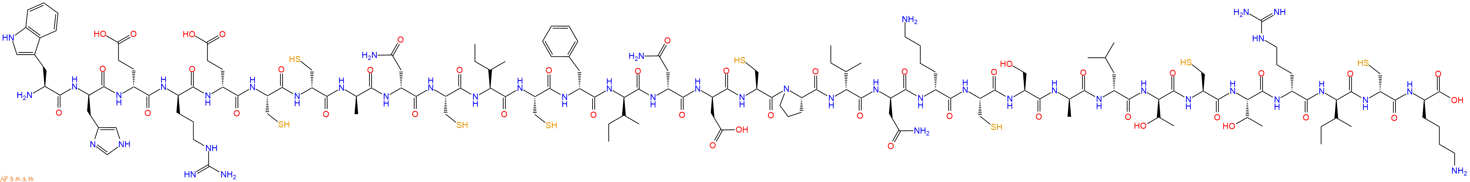 专肽生物产品H2N-Trp-DHis-DGlu-DArg-DGlu-Cys-DCys-DAla-DAsn-Cys-Ile-Cys-DPhe-DIle-DAsn-DAsp-Cys-Pro-DIle-DAsn-DLys-Cys-Ser-DAla-DLeu-DThr-Cys-Thr-DArg-DIle-DCys-DLys-OH
