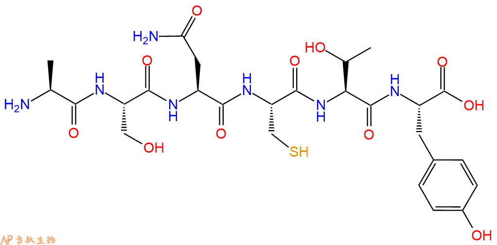 专肽生物产品H2N-Ala-Ser-Asn-Cys-Thr-Tyr-OH