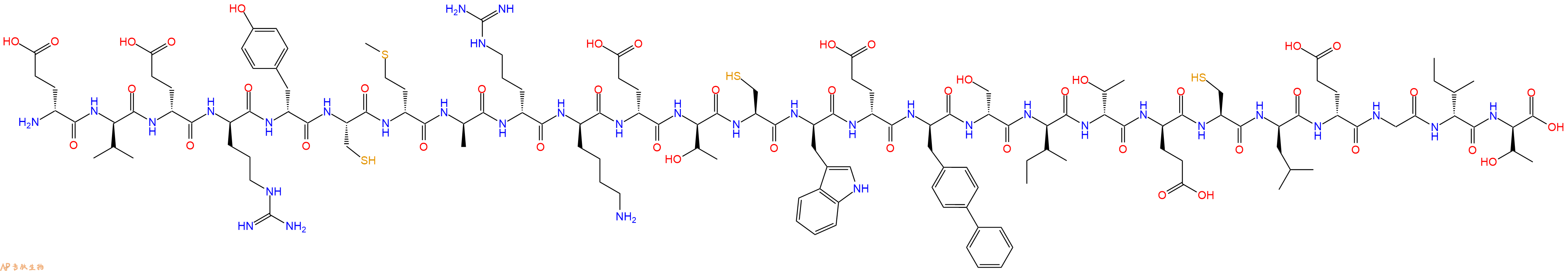 专肽生物产品H2N-DGlu-DVal-DGlu-DArg-DTyr-Cys-DMet-DAla-DArg-DLys-DGlu-DThr-Cys-DTrp-DGlu-DBip-DSer-DIle-DThr-DGlu-Cys-DLeu-DGlu-Gly-DIle-DThr-OH