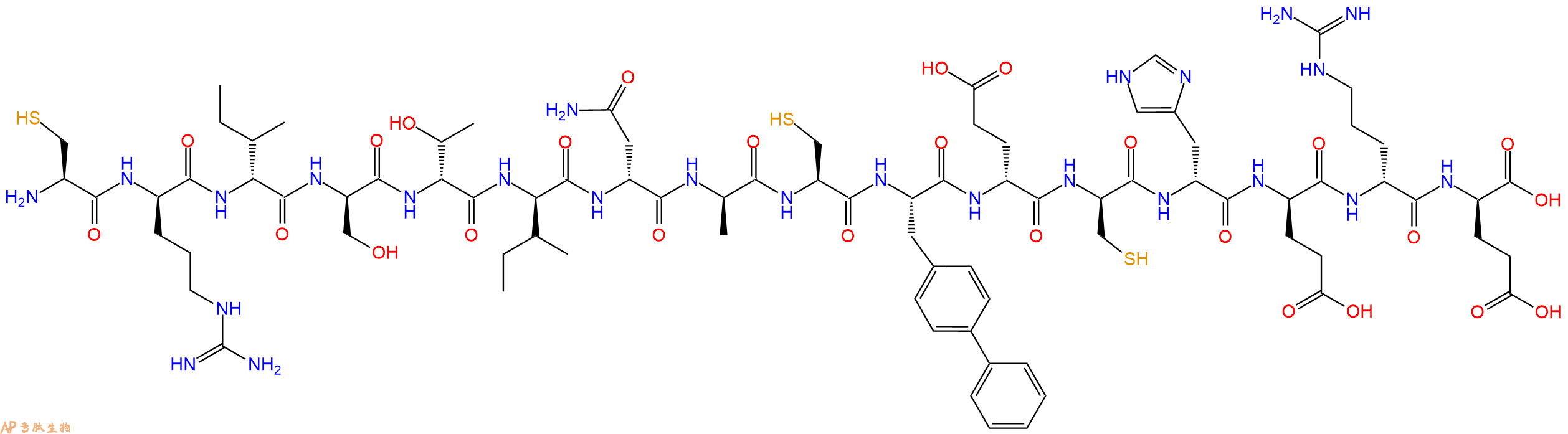 专肽生物产品H2N-Cys-DArg-DIle-DSer-DThr-DIle-DAsn-DAla-Cys-Bip-DGlu-DCys-DHis-DGlu-DArg-DGlu-OH