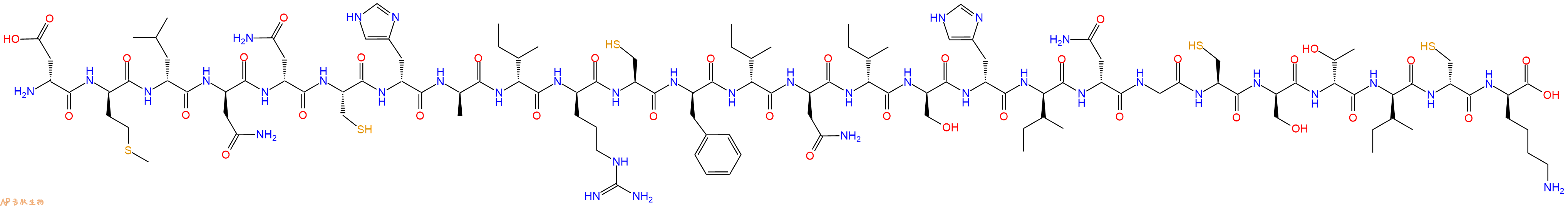 专肽生物产品H2N-DAsp-DMet-DLeu-DAsn-DAsn-Cys-DHis-DAla-DIle-DArg-Cys-DPhe-DIle-DAsn-DIle-DSer-DHis-DIle-DAsn-Gly-Cys-DSer-DThr-DIle-DCys-DLys-OH