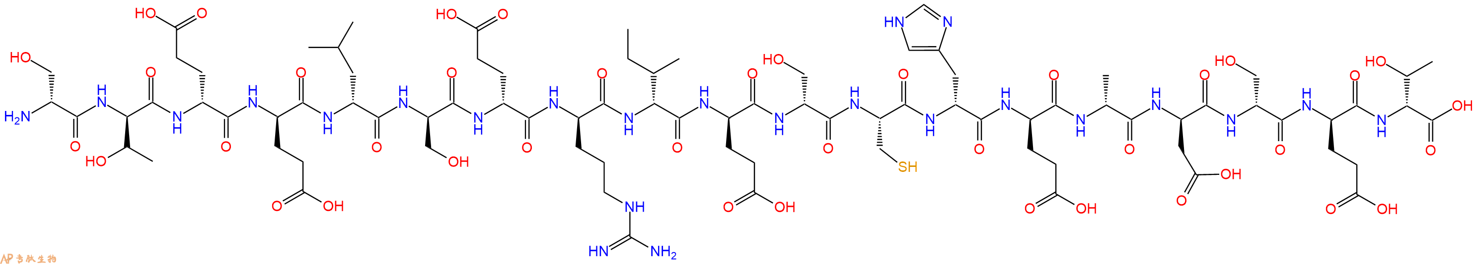专肽生物产品H2N-DSer-DThr-DGlu-DGlu-DLeu-DSer-DGlu-DArg-DIle-DGlu-DSer-Cys-DHis-DGlu-DAla-DAsp-DSer-DGlu-DThr-OH