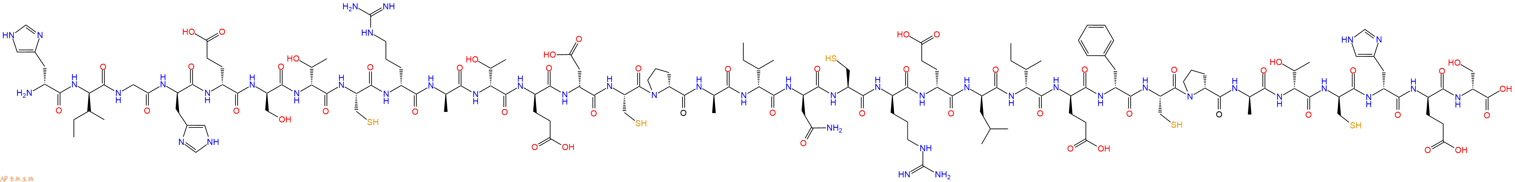 专肽生物产品H2N-DHis-DIle-Gly-DHis-DGlu-DSer-DThr-Cys-DArg-DAla-DThr-DGlu-DAsp-Cys-DPro-DAla-DIle-DAsn-Cys-DArg-DGlu-DLeu-DIle-DGlu-DPhe-Cys-DPro-DAla-DThr-DCys-DHis-DGlu-DSer-OH