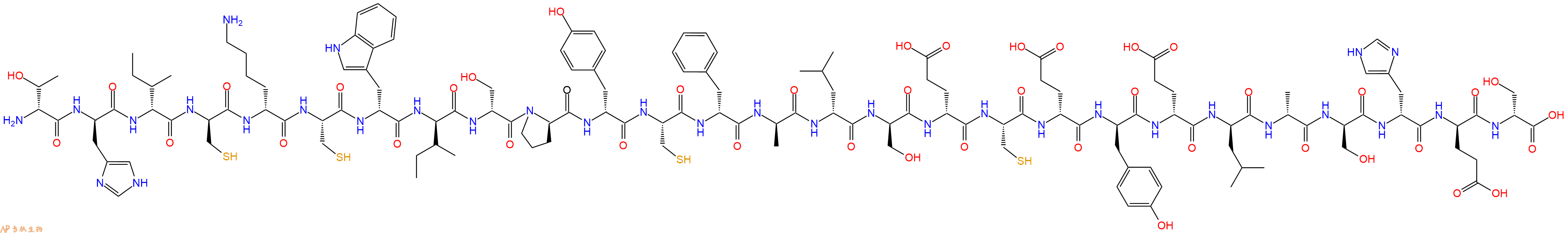 专肽生物产品H2N-DThr-DHis-DIle-DCys-DLys-Cys-DTrp-DIle-DSer-DPro-DTyr-Cys-DPhe-DAla-DLeu-DSer-DGlu-Cys-DGlu-DTyr-DGlu-DLeu-DAla-DSer-DHis-DGlu-DSer-OH