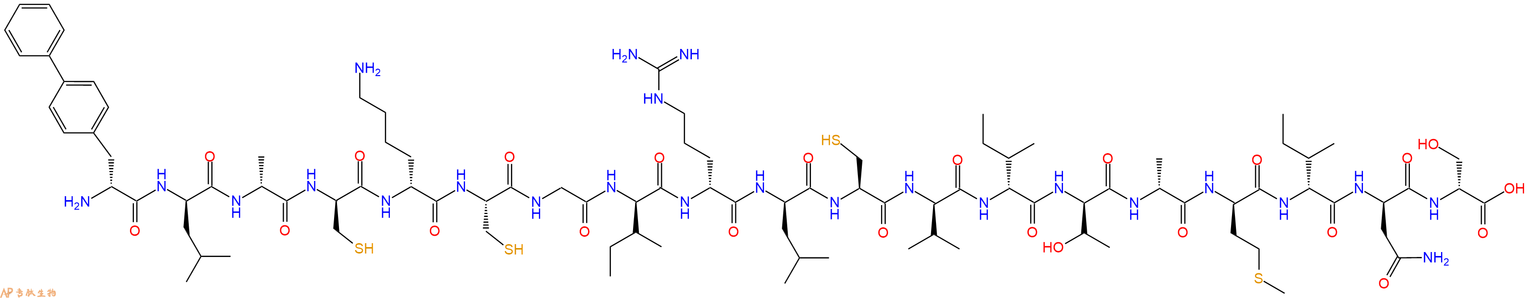 专肽生物产品H2N-DBip-DLeu-DAla-DCys-DLys-Cys-Gly-DIle-DArg-DLeu-Cys-DVal-DIle-DThr-DAla-DMet-DIle-DAsn-DSer-OH