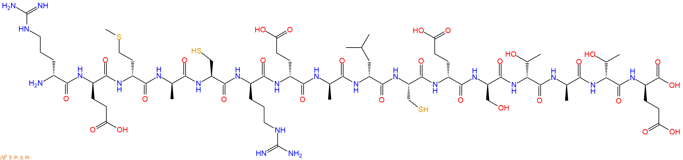 专肽生物产品H2N-DArg-DGlu-DMet-DAla-Cys-DArg-DGlu-DAla-DLeu-Cys-DGlu-DSer-DThr-DAla-DThr-DGlu-OH