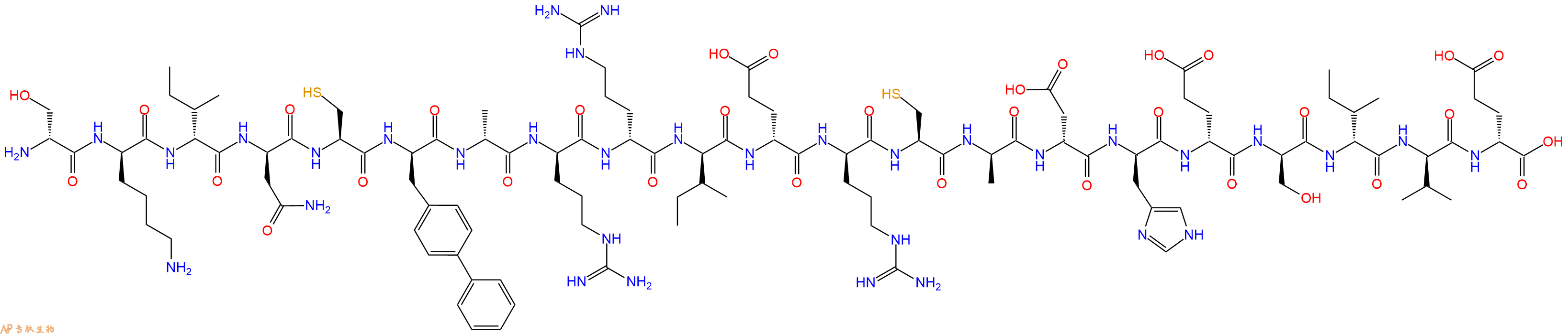 专肽生物产品H2N-DSer-DLys-DIle-DAsn-Cys-DBip-DAla-DArg-DArg-DIle-DGlu-DArg-Cys-DAla-DAsp-DHis-DGlu-DSer-DIle-DVal-DGlu-OH