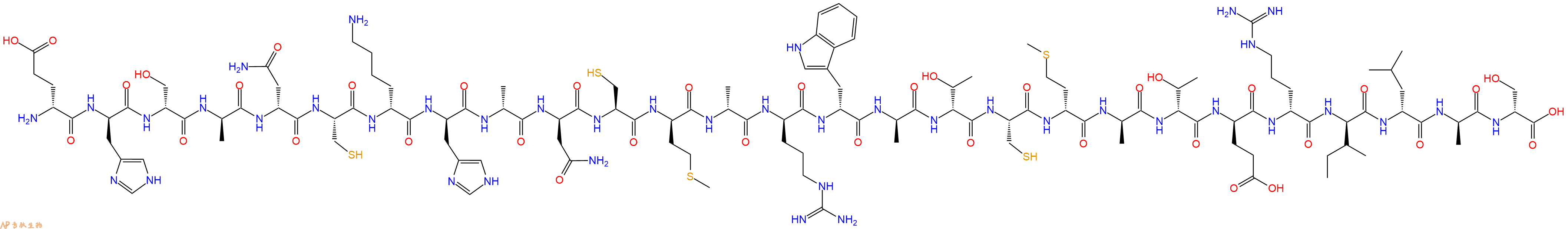 专肽生物产品H2N-DGlu-DHis-DSer-DAla-DAsn-Cys-DLys-DHis-DAla-DAsn-Cys-DMet-DAla-DArg-DTrp-DAla-DThr-Cys-DMet-DAla-DThr-DGlu-DArg-DIle-DLeu-DAla-DSer-OH