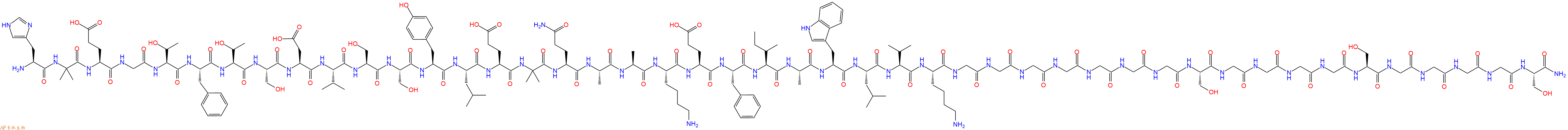 专肽生物产品H2N-His-Aib-Glu-Gly-Thr-Phe-Thr-Ser-Asp-Val-Ser-Ser-Tyr-Leu-Glu-Aib-Gln-Ala-Ala-Lys-Glu-Phe-Ile-Ala-Trp-Leu-Val-Lys-Gly-Gly-Gly-Gly-Gly-Gly-Gly-Ser-Gly-Gly-Gly-Gly-Ser-Gly-Gly-Gly-Gly-Ser-CONH2