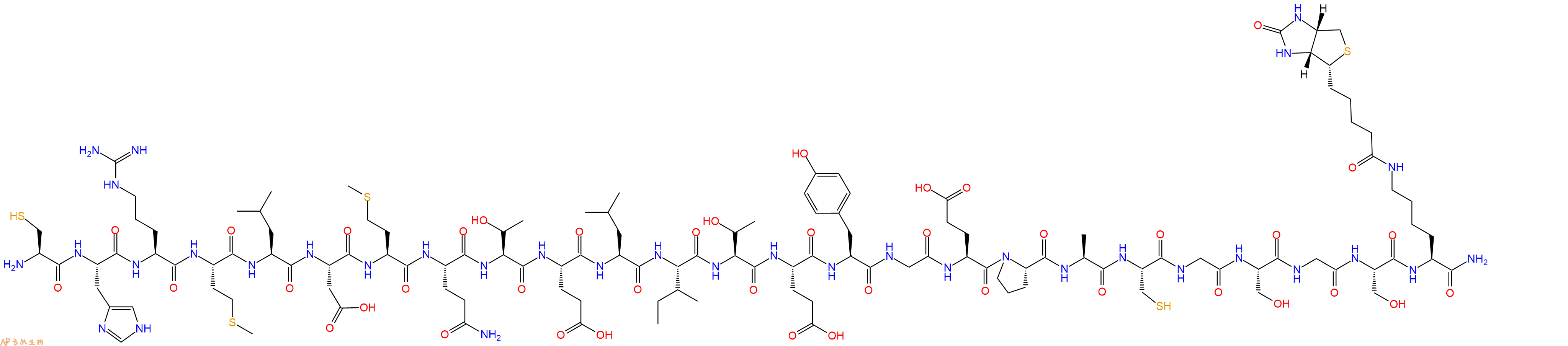 专肽生物产品H2N-Cys-His-Arg-Met-Leu-Asp-Met-Gln-Thr-Glu-Leu-Ile-Thr-Glu-Tyr-Gly-Glu-Pro-Ala-Cys-Gly-Ser-Gly-Ser-Lys(Biotin)-CONH2