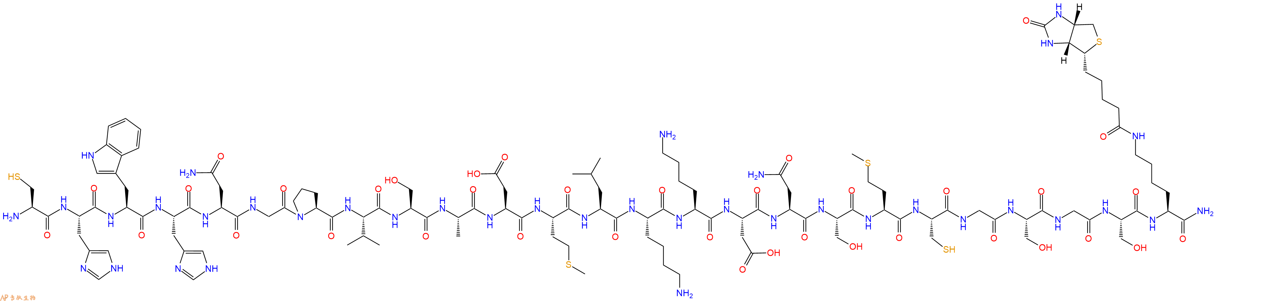 专肽生物产品H2N-Cys-His-Trp-His-Asn-Gly-Pro-Val-Ser-Ala-Asp-Met-Leu-Lys-Lys-Asp-Asn-Ser-Met-Cys-Gly-Ser-Gly-Ser-Lys(Biotin)-CONH2