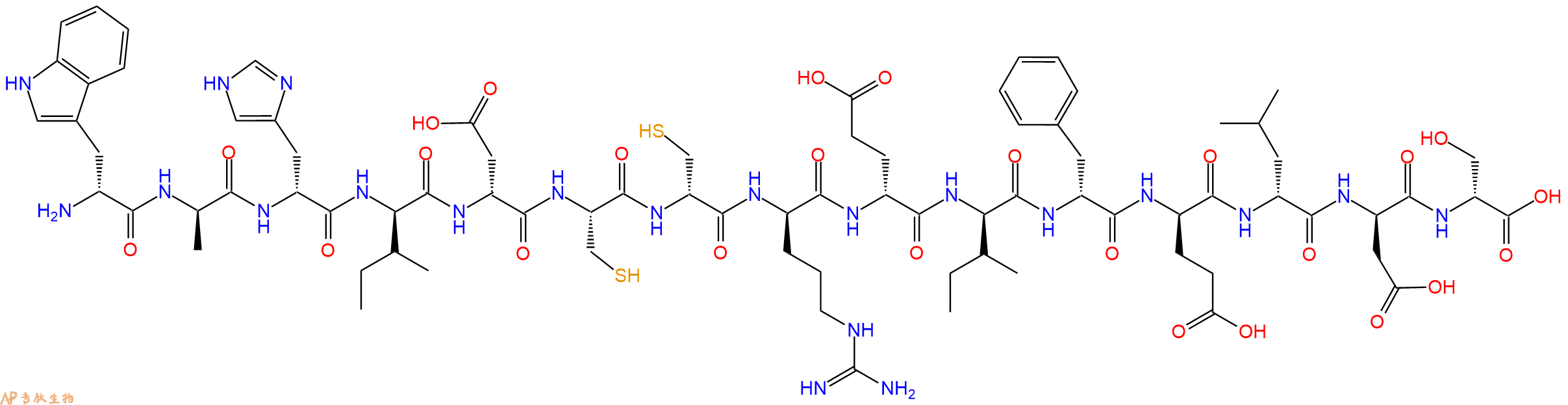 专肽生物产品H2N-DTrp-DAla-DHis-DIle-DAsp-Cys-DCys-DArg-DGlu-DIle-DPhe-DGlu-DLeu-DAsp-DSer-OH