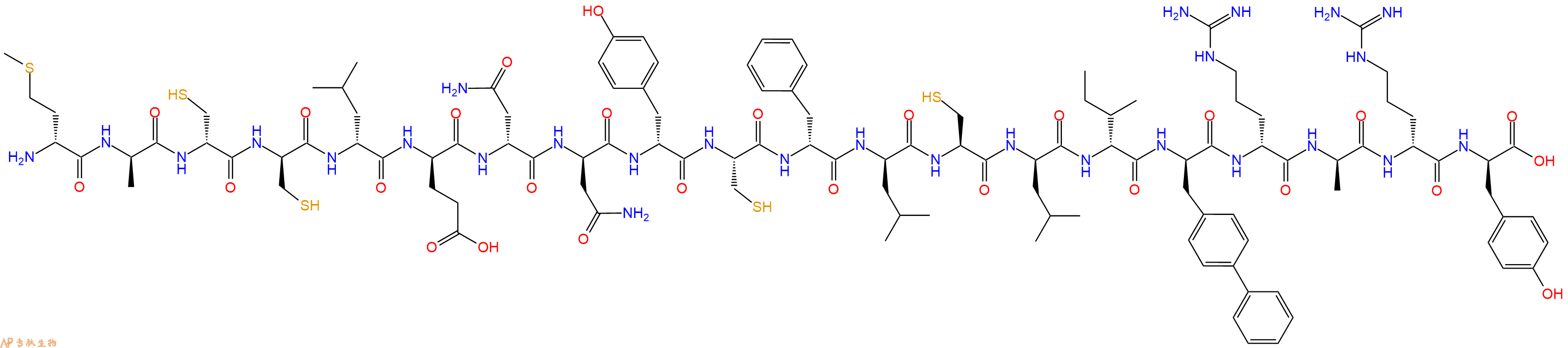 专肽生物产品H2N-DMet-DAla-DCys-DCys-DLeu-DGlu-DAsn-DAsn-DTyr-Cys-DPhe-DLeu-Cys-DLeu-DIle-DBip-DArg-DAla-DArg-DTyr-OH
