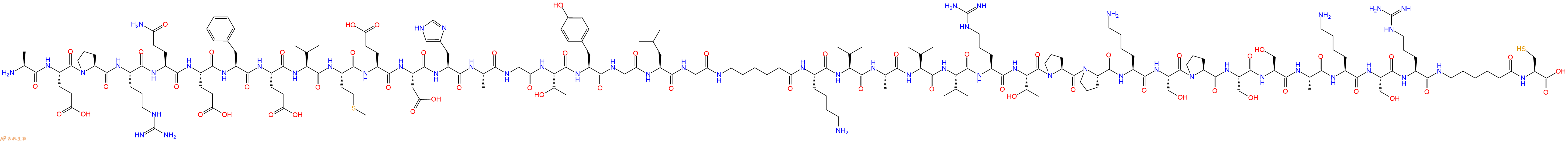专肽生物产品H2N-Ala-Glu-Pro-Arg-Gln-Glu-Phe-Glu-Val-Met-Glu-Asp-His-Ala-Gly-Thr-Tyr-Gly-Leu-Gly-Ahx-Lys-Val-Ala-Val-Val-Arg-Thr-Pro-Pro-Lys-Ser-Pro-Ser-Ser-Ala-Lys-Ser-Arg-Ahx-Cys-OH