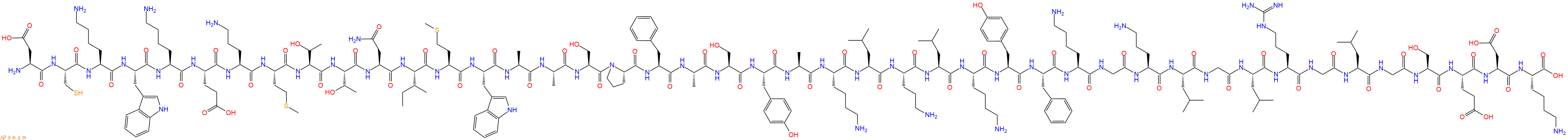 专肽生物产品H2N-Asp-Cys-Lys-Trp-Lys-Glu-Orn-Met-Thr-Thr-Asn-Ile-Met-Trp-Ala-Ala-Ser-Pro-Phe-Ala-Ser-Tyr-Ala-Lys-Leu-Orn-Leu-Lys-Tyr-Phe-Lys-Gly-Orn-Leu-Gly-Leu-Arg-Gly-Leu-Gly-Ser-Glu-Asp-Lys-OH