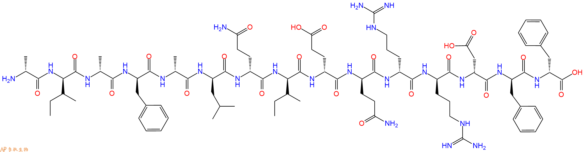 专肽生物产品H2N-DAla-DIle-DAla-DPhe-DAla-DLeu-DGln-DIle-DGlu-DGln-DArg-DArg-DAsp-DPhe-DPhe-OH