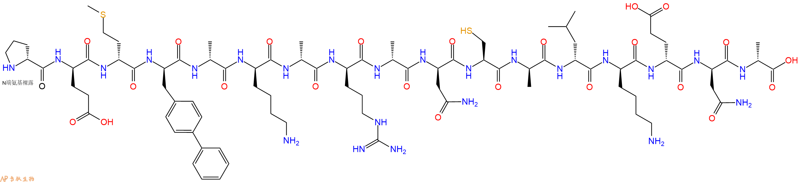 专肽生物产品H2N-DPro-DGlu-DMet-DBip-DAla-DLys-DAla-DArg-DAla-DAsn-Cys-DAla-DLeu-DLys-DGlu-DAsn-DAla-OH