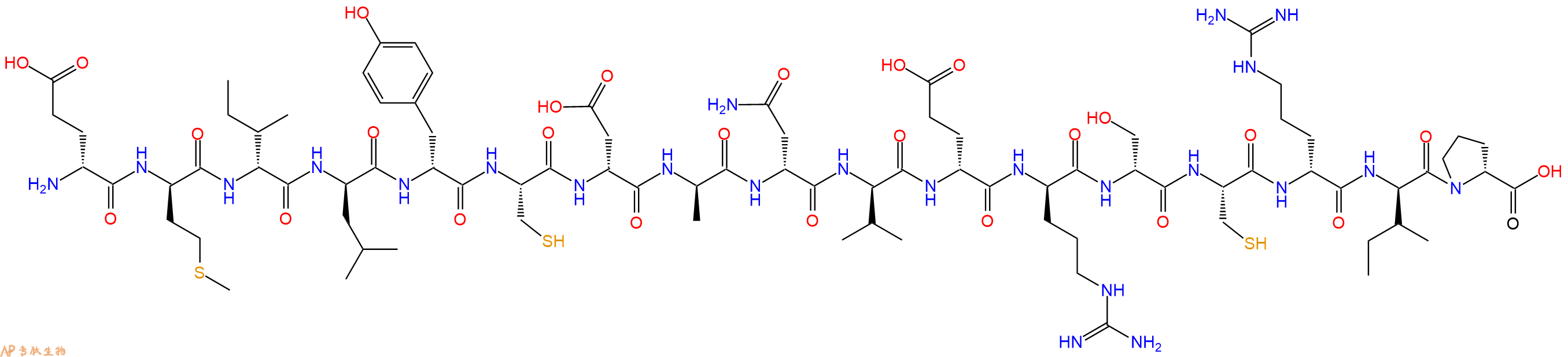 专肽生物产品H2N-DGlu-DMet-DIle-DLeu-DTyr-Cys-DAsp-DAla-DAsn-DVal-DGlu-DArg-DSer-Cys-DArg-DIle-DPro-OH