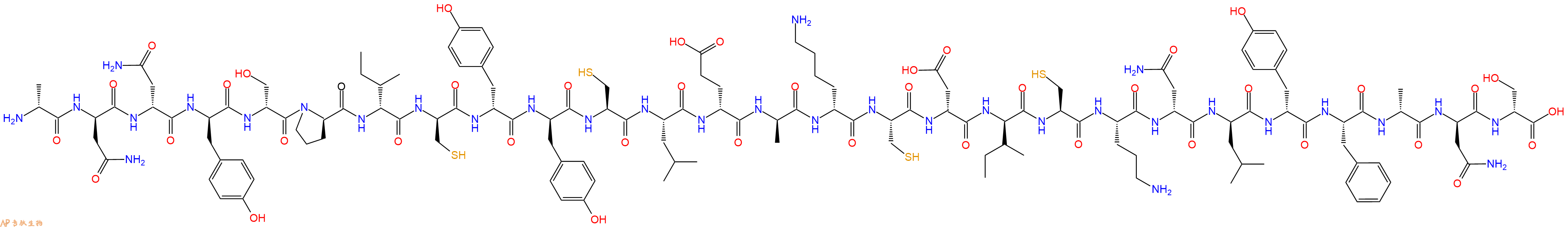 专肽生物产品H2N-DAla-DAsn-DAsn-DTyr-DSer-DPro-DIle-DCys-DTyr-DTyr-Cys-Leu-DGlu-DAla-DLys-Cys-DAsp-DIle-Cys-Orn-DAsn-DLeu-DTyr-Phe-DAla-DAsn-DSer-OH