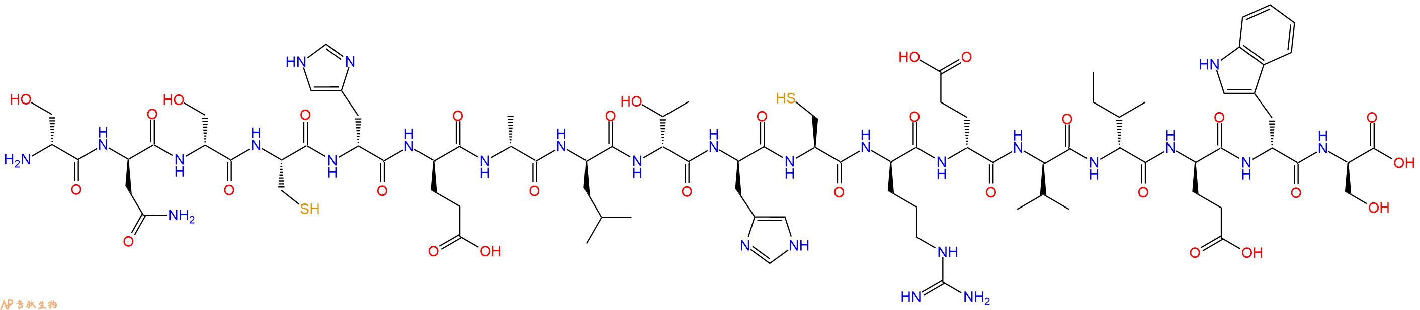 专肽生物产品H2N-DSer-DAsn-DSer-Cys-DHis-DGlu-DAla-DLeu-DThr-DHis-Cys-DArg-DGlu-DVal-DIle-DGlu-DTrp-DSer-OH