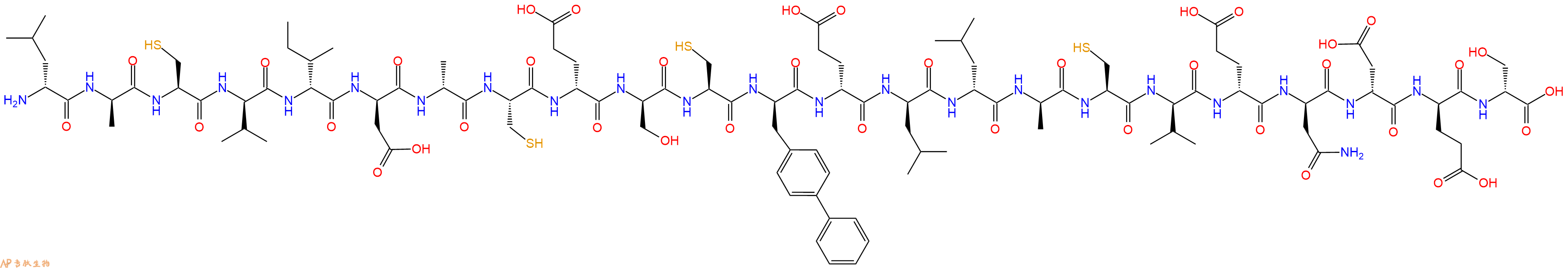 专肽生物产品H2N-DLeu-DAla-Cys-DVal-DIle-DAsp-DAla-Cys-DGlu-DSer-Cys-DBip-DGlu-DLeu-DLeu-DAla-Cys-DVal-DGlu-DAsn-DAsp-DGlu-DSer-OH