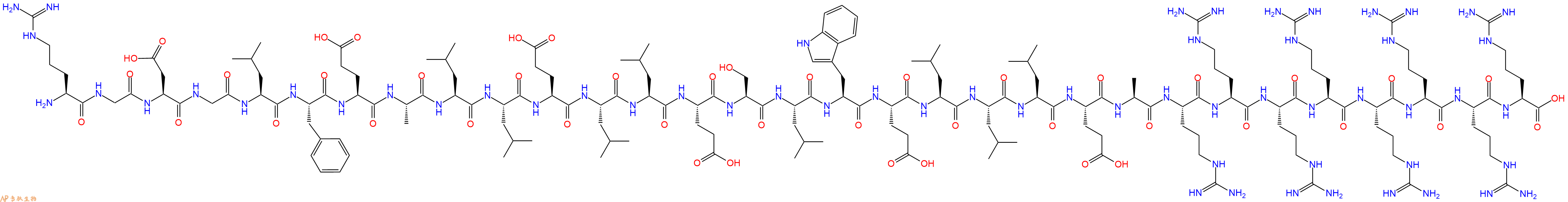 专肽生物产品H2N-Arg-Gly-Asp-Gly-Leu-Phe-Glu-Ala-Leu-Leu-Glu-Leu-Leu-Glu-Ser-Leu-Trp-Glu-Leu-Leu-Leu-Glu-Ala-Arg-Arg-Arg-Arg-Arg-Arg-Arg-Arg-OH