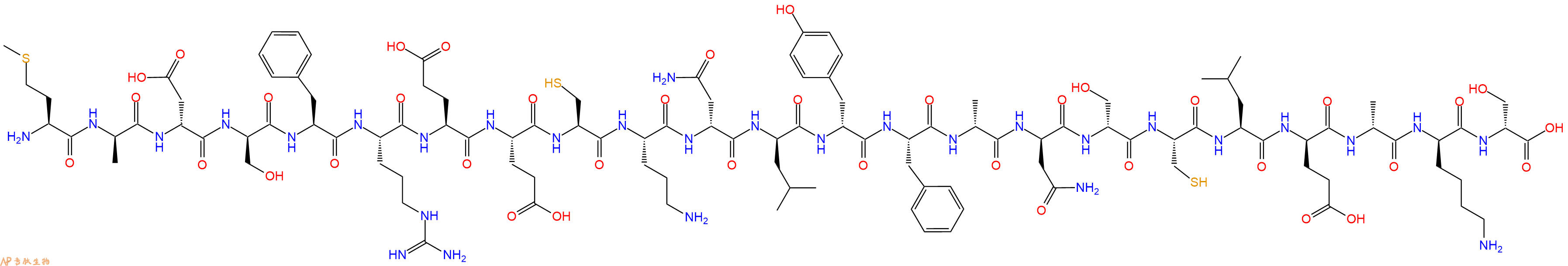 专肽生物产品H2N-Met-DAla-DAsp-DSer-Phe-Arg-Glu-Glu-Cys-Orn-DAsn-DLeu-DTyr-Phe-DAla-DAsn-DSer-Cys-Leu-DGlu-DAla-DLys-DSer-OH