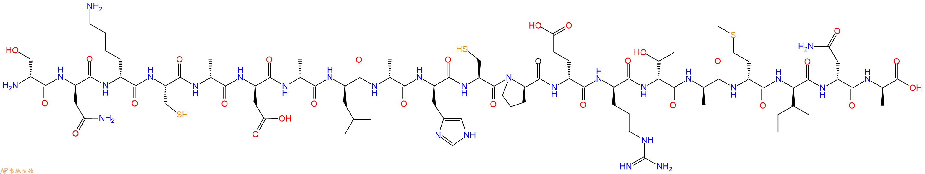 专肽生物产品H2N-DSer-DAsn-DLys-Cys-DAla-DAsp-DAla-DLeu-DAla-DHis-Cys-DPro-DGlu-DArg-DThr-DAla-DMet-DIle-DAsn-DAla-OH
