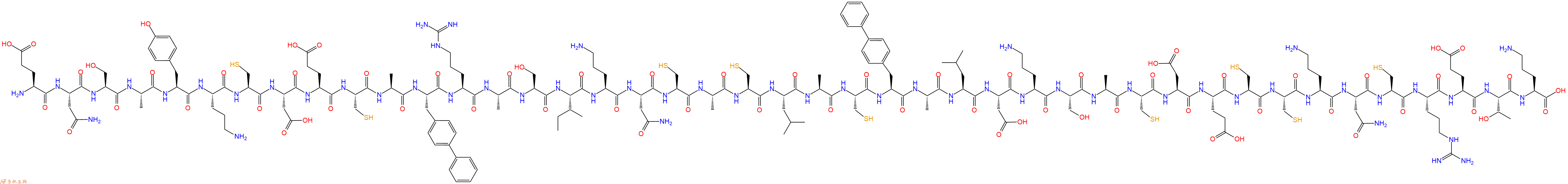 专肽生物产品H2N-Glu-Asn-Ser-Ala-Tyr-Orn-Cys-Asp-Glu-Cys-Ala-Bip-Arg-Ala-Ser-Ile-Orn-Asn-Cys-Ala-Cys-Leu-Ala-Cys-Bip-Ala-Leu-Asp-Orn-Ser-Ala-Cys-Asp-Glu-Cys-Cys-Orn-Asn-Cys-Arg-Glu-Thr-Orn-OH