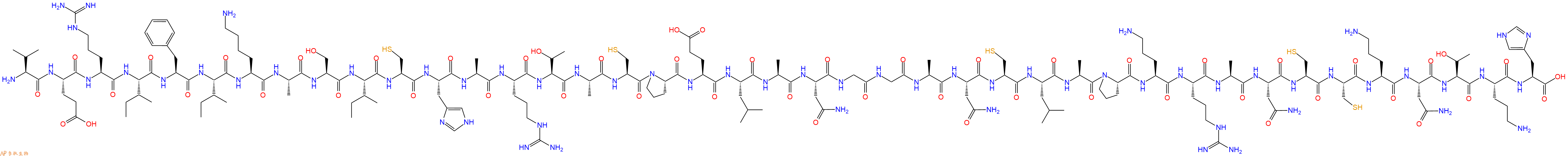 专肽生物产品H2N-Val-Glu-Arg-Ile-Phe-Ile-Lys-Ala-Ser-Ile-Cys-His-Ala-Arg-Thr-Ala-Cys-Pro-Glu-Leu-Ala-Asn-Gly-Gly-Ala-Asn-Cys-Leu-Ala-Pro-Orn-Arg-Ala-Asn-Cys-Cys-Orn-Asn-Thr-Orn-His-OH