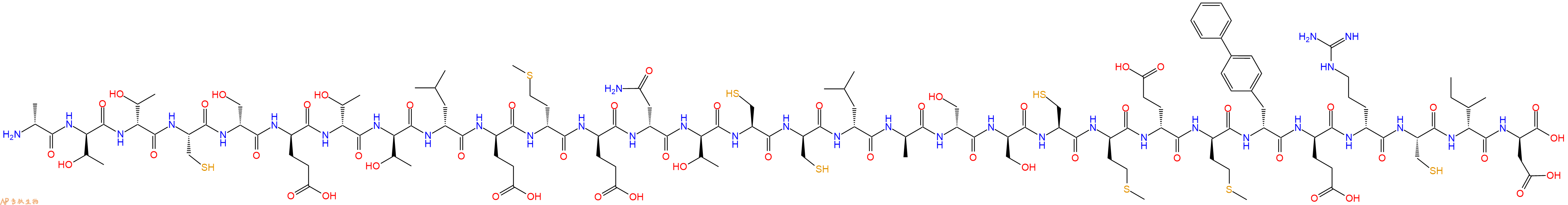 专肽生物产品H2N-DAla-DThr-DThr-Cys-DSer-DGlu-DThr-DThr-DLeu-DGlu-DMet-DGlu-DAsn-DThr-Cys-DCys-DLeu-DAla-DSer-DSer-Cys-DMet-DGlu-DMet-DBip-DGlu-DArg-Cys-DIle-DAsp-OH