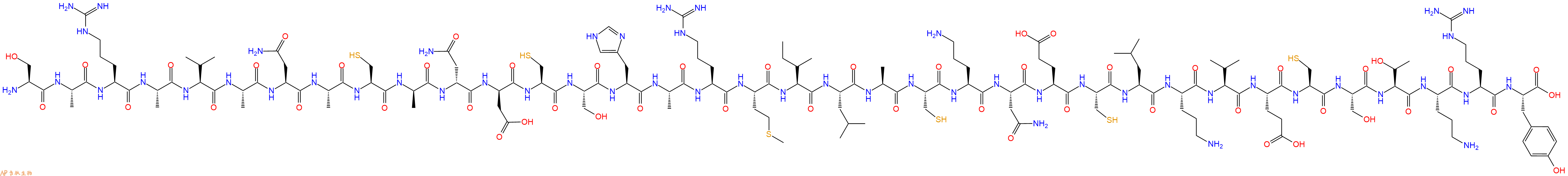 专肽生物产品H2N-Ser-Ala-Arg-Ala-Val-Ala-Asn-Ala-Cys-DAla-DAsn-DAsp-Cys-Ser-His-Ala-Arg-Met-Ile-Leu-Ala-Cys-Orn-Asn-Glu-Cys-Leu-Orn-Val-Glu-Cys-Ser-Thr-Orn-Arg-Tyr-OH