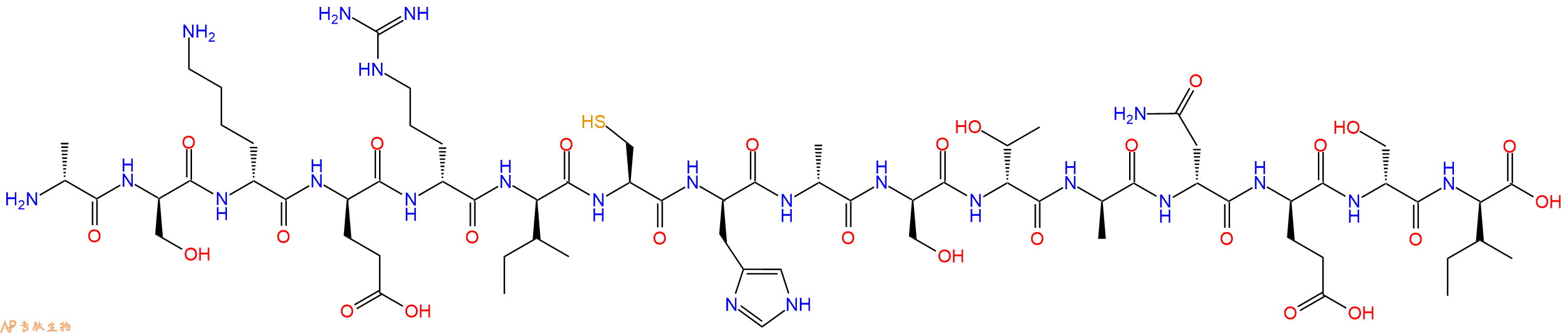 专肽生物产品H2N-DAla-DSer-DLys-DGlu-DArg-DIle-Cys-DHis-DAla-DSer-DThr-DAla-DAsn-DGlu-DSer-DIle-OH