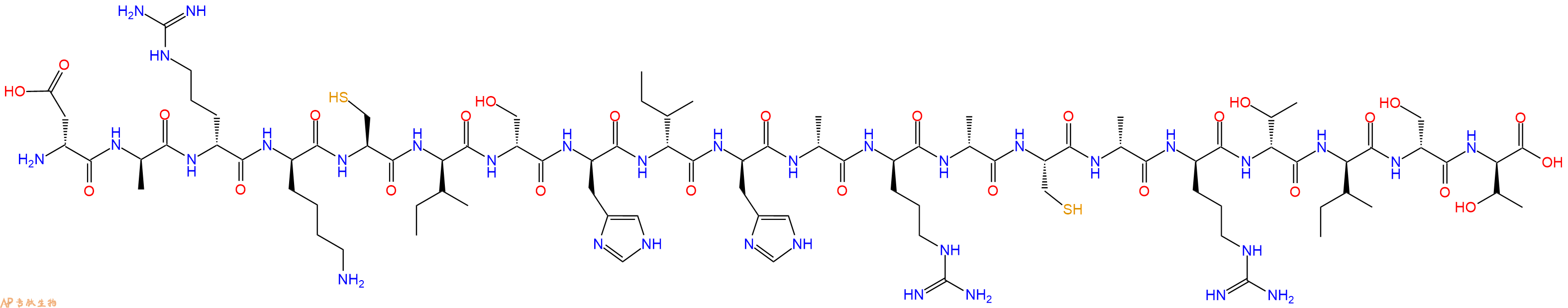专肽生物产品H2N-DAsp-DAla-DArg-DLys-Cys-DIle-DSer-DHis-DIle-DHis-DAla-DArg-DAla-Cys-DAla-DArg-DThr-DIle-DSer-DThr-OH