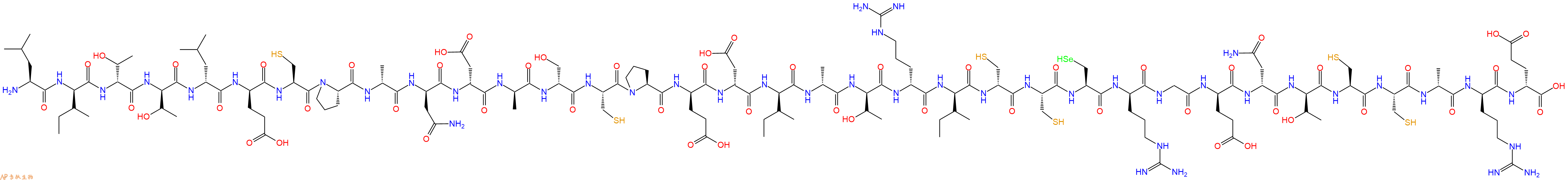 专肽生物产品H2N-Leu-DIle-DThr-DThr-DLeu-DGlu-Cys-Pro-DAla-DAsn-DAsp-DAla-DSer-Cys-Pro-DGlu-DAsp-DIle-DAla-DThr-DArg-DIle-DCys-Cys-Sec-DArg-Gly-DGlu-DAsn-DThr-Cys-Cys-DAla-DArg-DGlu-OH