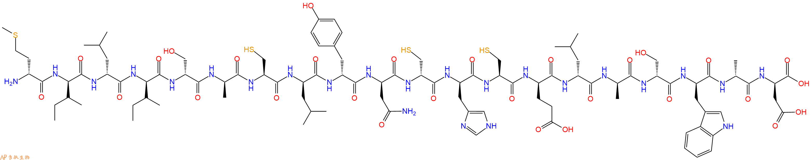 专肽生物产品H2N-DMet-DIle-DLeu-DIle-DSer-DAla-Cys-DLeu-DTyr-DAsn-DCys-DHis-Cys-DGlu-DLeu-DAla-DSer-DTrp-DAla-DAsp-OH
