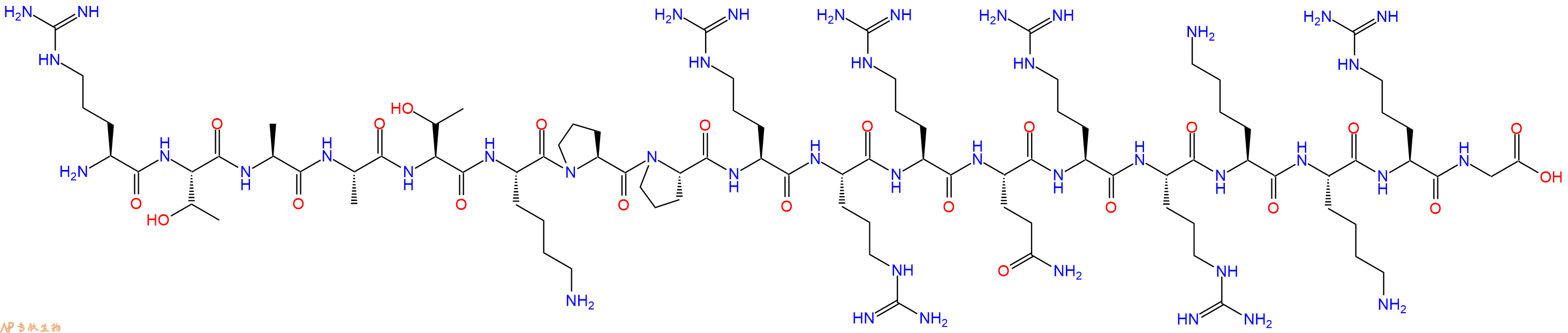 专肽生物产品H2N-Arg-Thr-Ala-Ala-Thr-Lys-Pro-Pro-Arg-Arg-Arg-Gln-Arg-Arg-Lys-Lys-Arg-Gly-OH