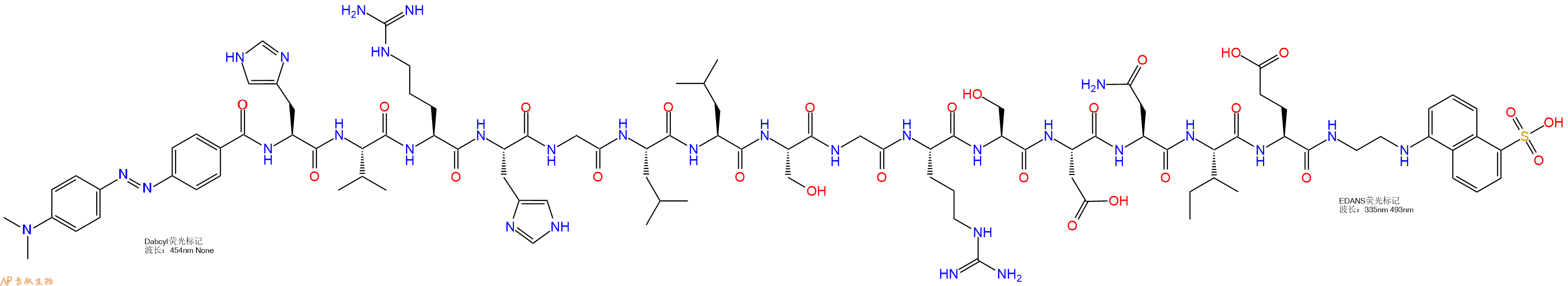 专肽生物产品DABCYL-His-Val-Arg-His-Gly-Leu-Leu-Ser-Gly-Arg-Ser-Asp-Asn-Ile-Glu-EDANS
