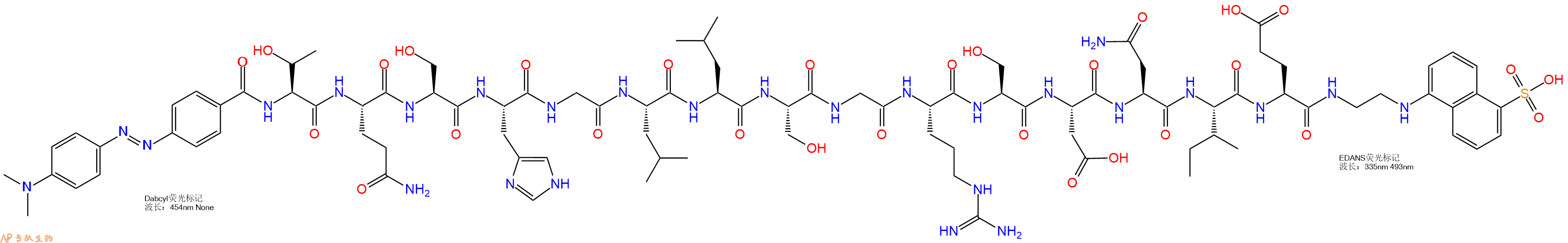 专肽生物产品DABCYL-Thr-Gln-Ser-His-Gly-Leu-Leu-Ser-Gly-Arg-Ser-Asp-Asn-Ile-Glu-EDANS