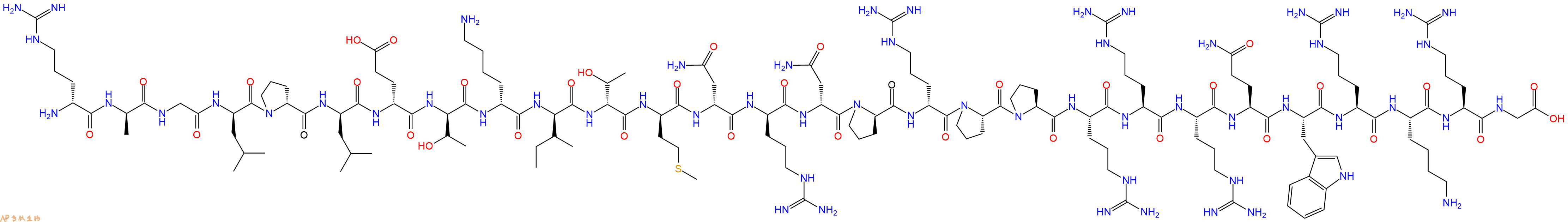 专肽生物产品H2N-DArg-DAla-Gly-DLeu-DPro-DLeu-DGlu-DThr-DLys-DIle-DThr-DMet-DAsn-DArg-DAsn-DPro-DArg-Pro-Pro-Arg-Arg-Arg-Gln-Trp-Arg-Lys-Arg-Gly-OH