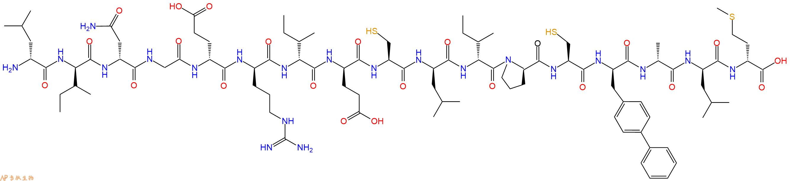 专肽生物产品H2N-DLeu-DIle-DAsn-Gly-DGlu-DArg-DIle-DGlu-Cys-DLeu-DIle-DPro-Cys-DBip-DAla-DLeu-DMet-OH